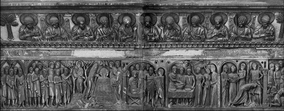 Architrave con la "Deesis" e Storie del Battista, Anonimo